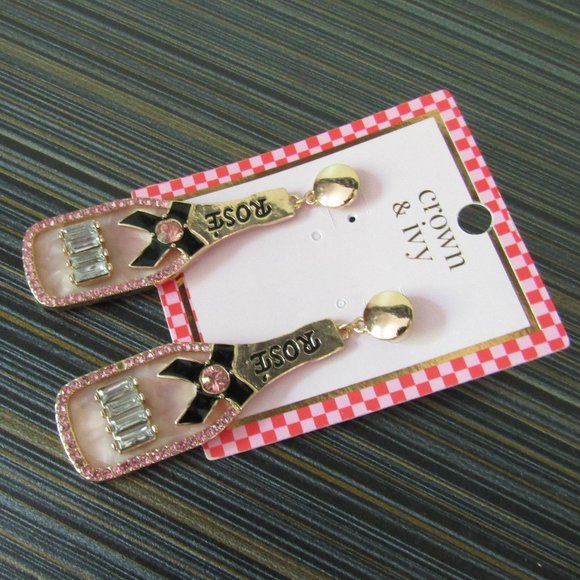 Rose' Champagne Bottle Drop Earrings - Picture 1 of 4
